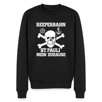 Cooles Reeperbahn St. Pauli Design - Männer Premium Bio Pullover - Schwarz - Vorne - Nico (187cm)