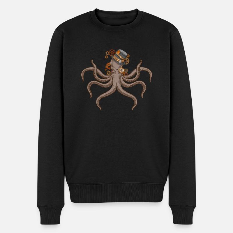 Octopus Steampunk Squid Gift Octopus - Men's Premium Organic Jumper - black