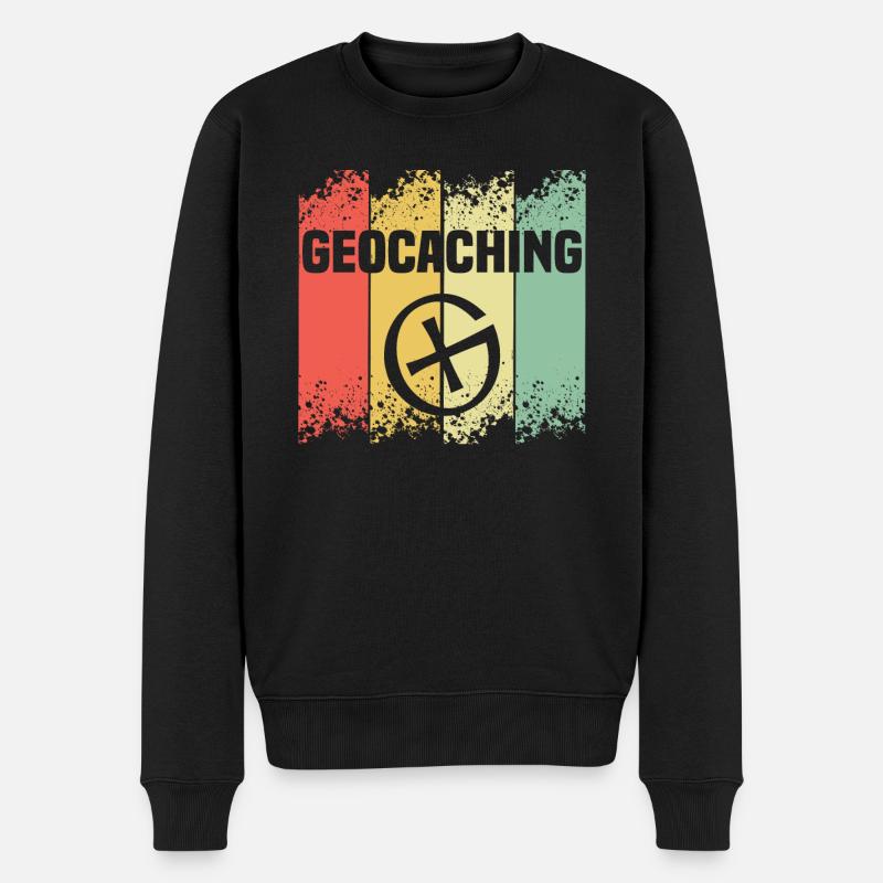 Retro Geocaching Lustiger Geocache - Männer Premium Bio Pullover - Schwarz