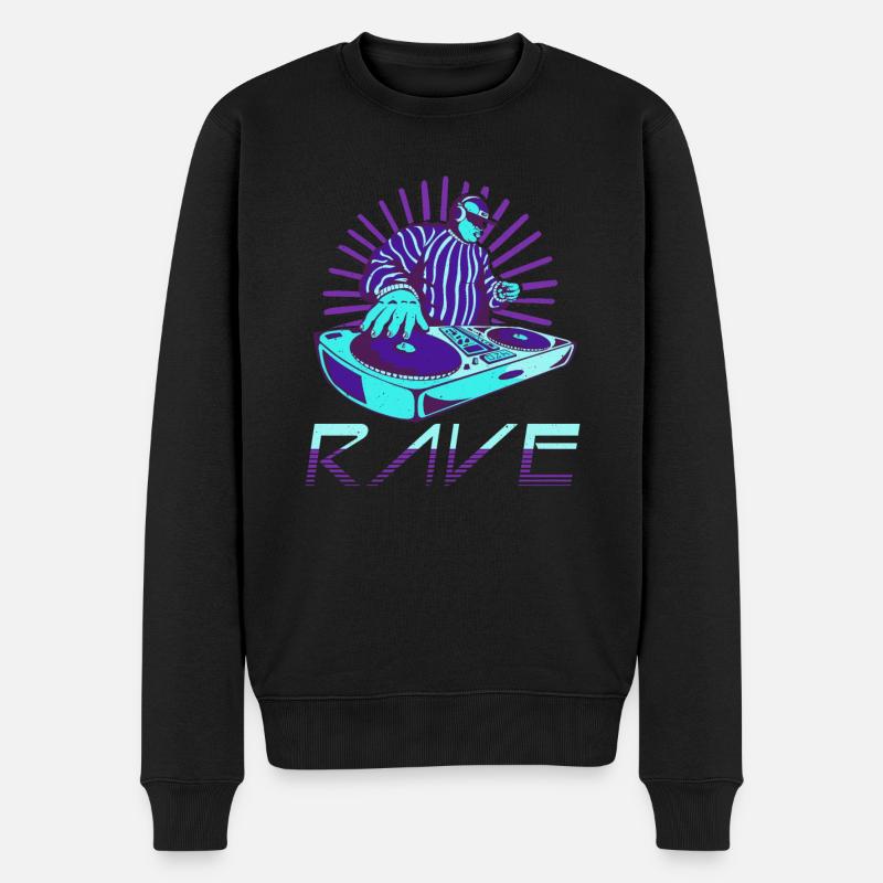 Electronic Music Party Aesthetic Techno Raver Rave - Männer Premium Bio Pullover - Schwarz
