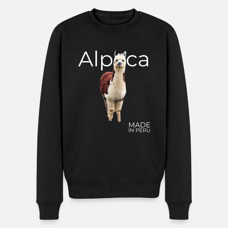 Alpaka Peru - Männer Premium Bio Pullover - Schwarz