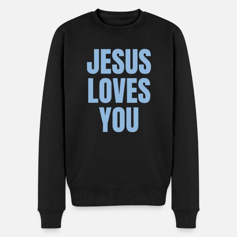 Jésus vous aime - Citations chrétiennes - Pull Premium bio Homme - noir