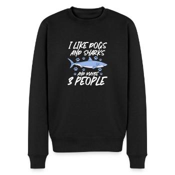 I Like Dogs and Sharks and Maybe 3 People - Männer Premium Bio Pullover - Schwarz - Vorne - Nico (187cm)