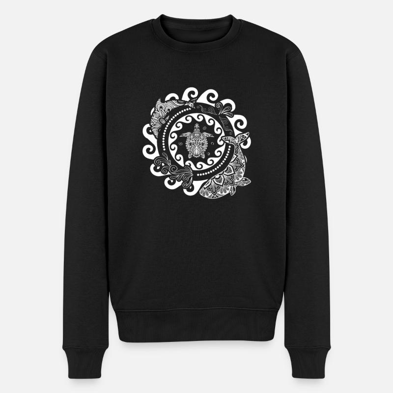 Mandala Underwater Sea Creature Sea Turtle Whale - Männer Premium Bio Pullover - Schwarz
