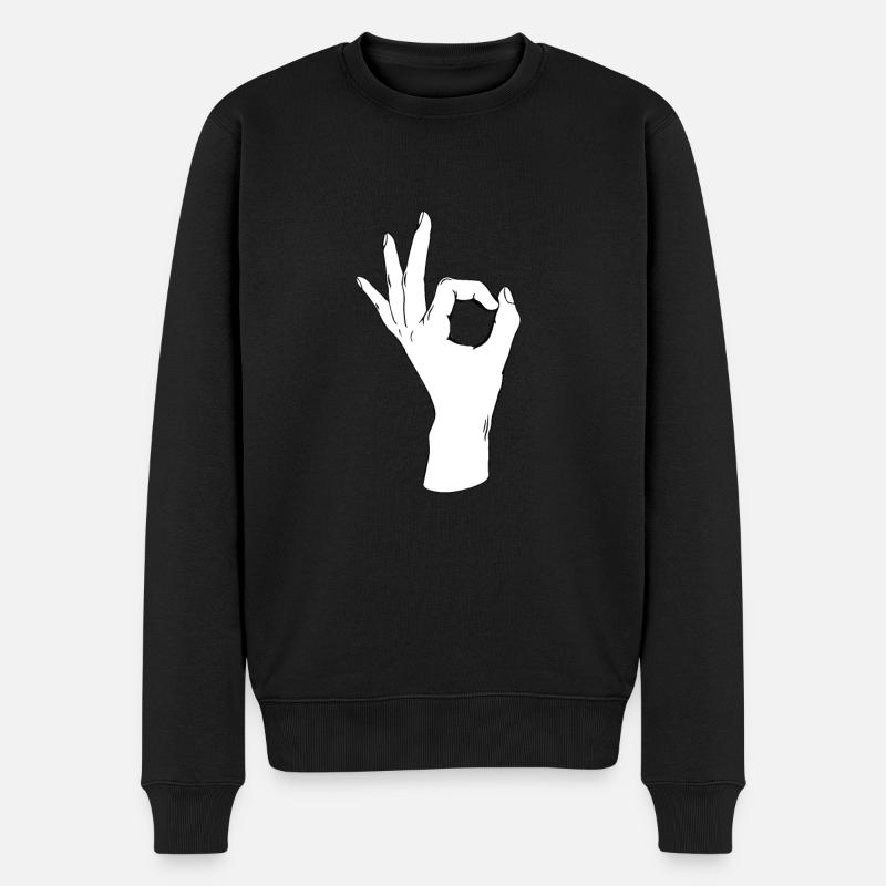 OK Hand Meme Spiel Reingeschaut Reingeguckt - Männer Premium Bio Pullover - Schwarz