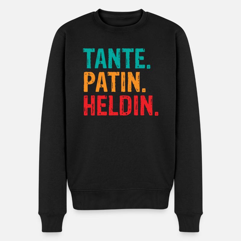 Tante Patin Heldin - Männer Premium Bio Pullover - Schwarz