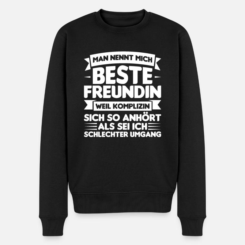 Freundin Beste Freundin Partnerlook Geschenk - Männer Premium Bio Pullover - Schwarz