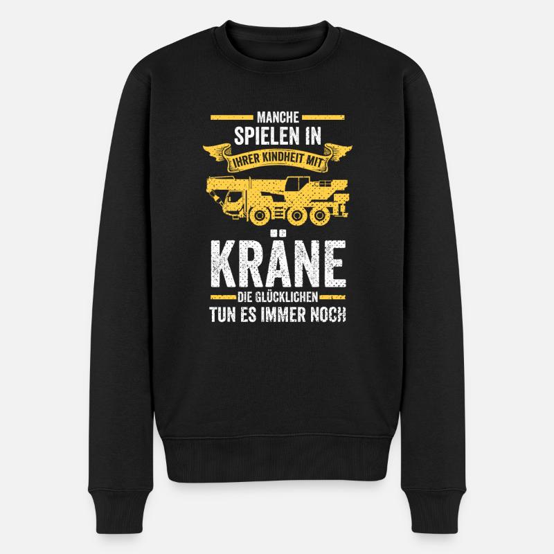 Kranfahrer Baustelle Krahnführer Kran - Männer Premium Bio Pullover - Schwarz