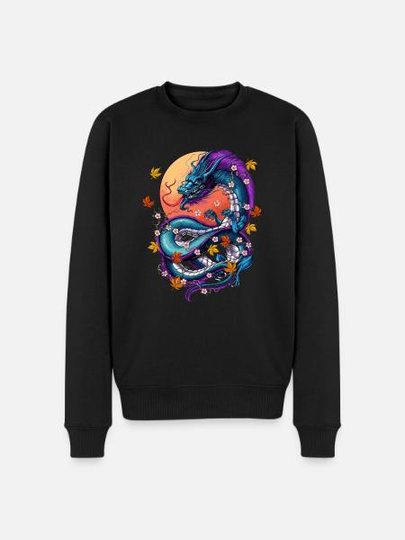 Vaporwave japansk drage - Økologisk premium-sweatshirt til mænd - sort