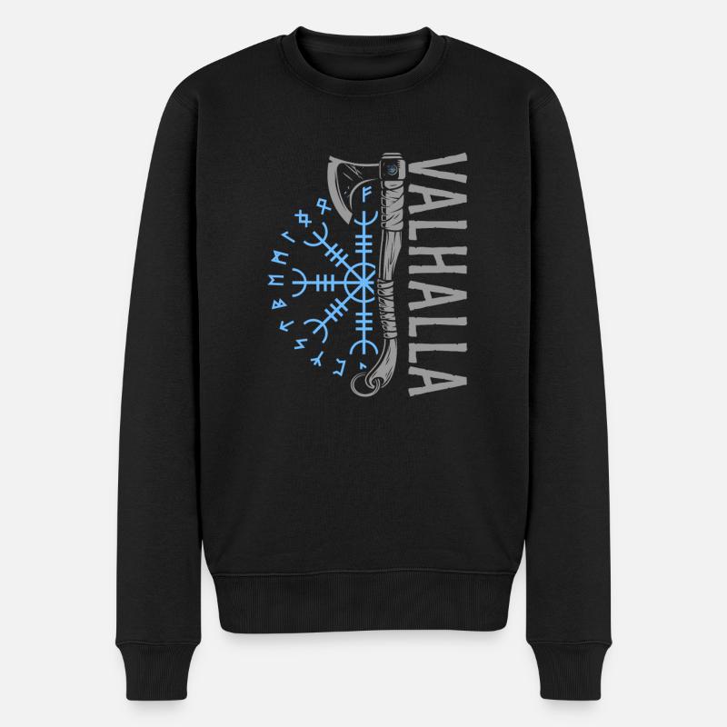 Valhalla Wikinger Germanen Design - Männer Premium Bio Pullover - Schwarz
