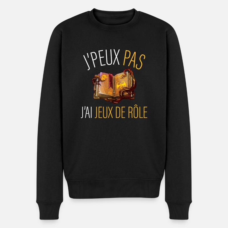 j peux pas j ai jeux de rôle (jdr) - Pull Premium bio Homme - noir