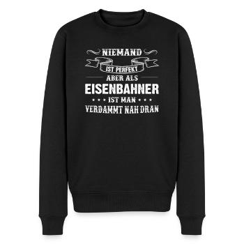 Eisenbahn Schaffner Lokomotive Geschenk - Männer Premium Bio Pullover - Schwarz - Vorne - Nico (187cm)