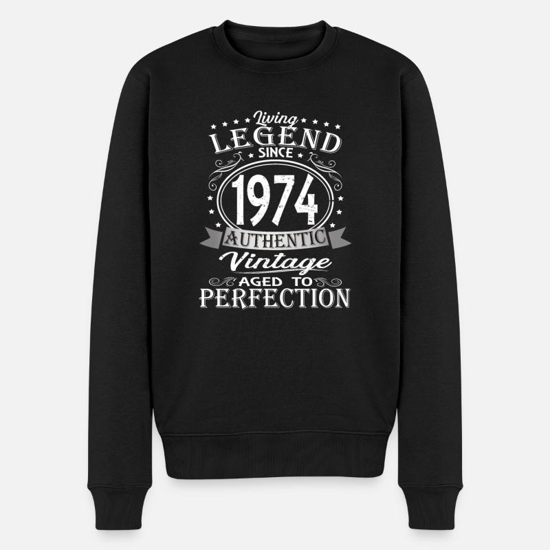 Lebende Legende 1974 - Männer Premium Bio Pullover - Schwarz