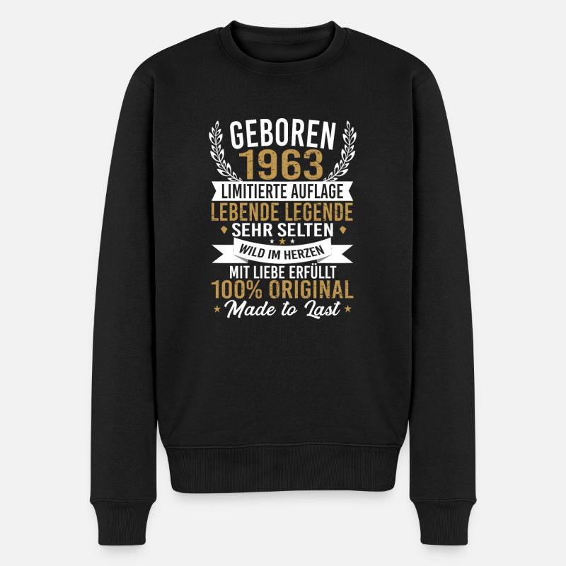 Geboren 1963 - Männer Premium Bio Pullover - Schwarz