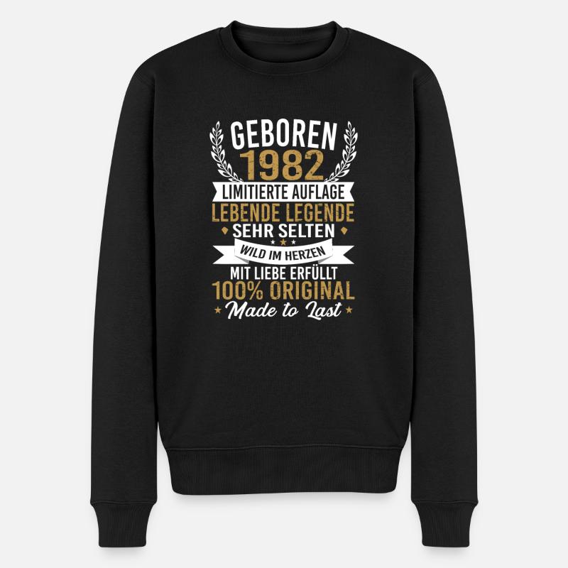Geboren 1982 - Männer Premium Bio Pullover - Schwarz