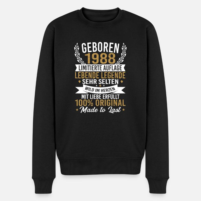 geboren 1988 - Männer Premium Bio Pullover - Schwarz