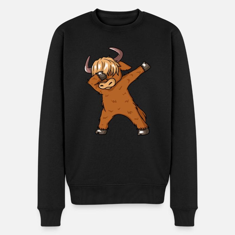 Schottische Hochlandkühe Dabbing Dance Cow - Männer Premium Bio Pullover - Schwarz