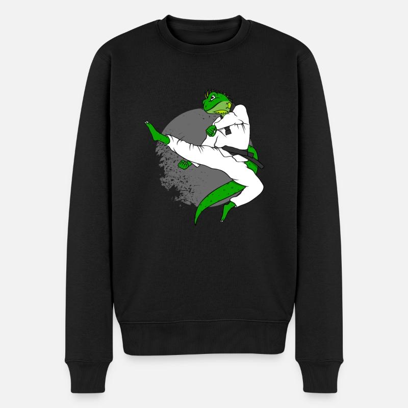Leguan Karate Tae kwon do - Männer Premium Bio Pullover - Schwarz