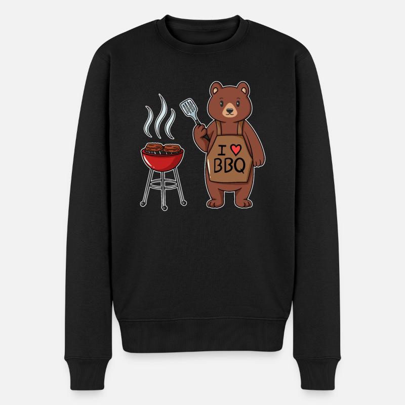 Ours J’adore griller BBQ Barbecue Chef - Pull Premium bio Homme - noir
