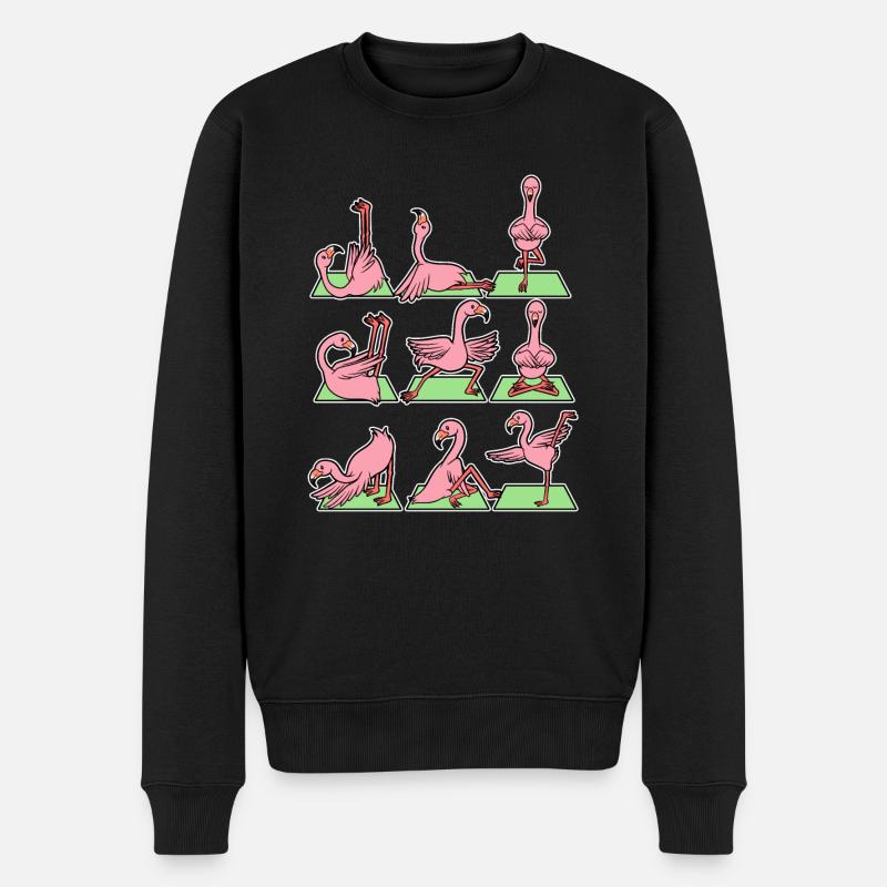 Flamingo Rosa Vogel Yoga Meditation Zen - Männer Premium Bio Pullover - Schwarz