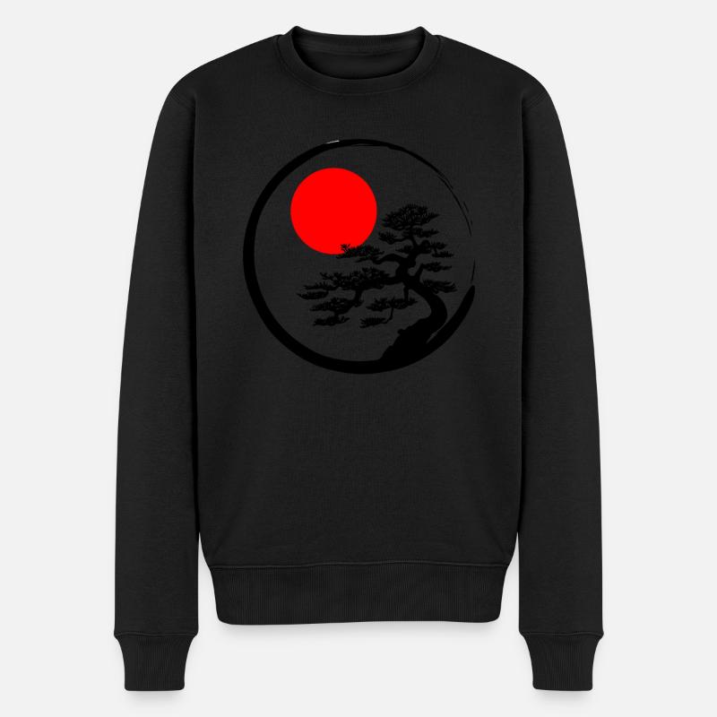Bonsai Kreis Buddhismus Japanische Sonne Kunst Ges - Männer Premium Bio Pullover - Schwarz