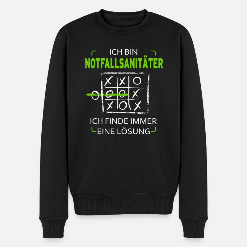 Ich bin Notfallsanitäter Drei Gewinnt - Männer Premium Bio Pullover - Schwarz