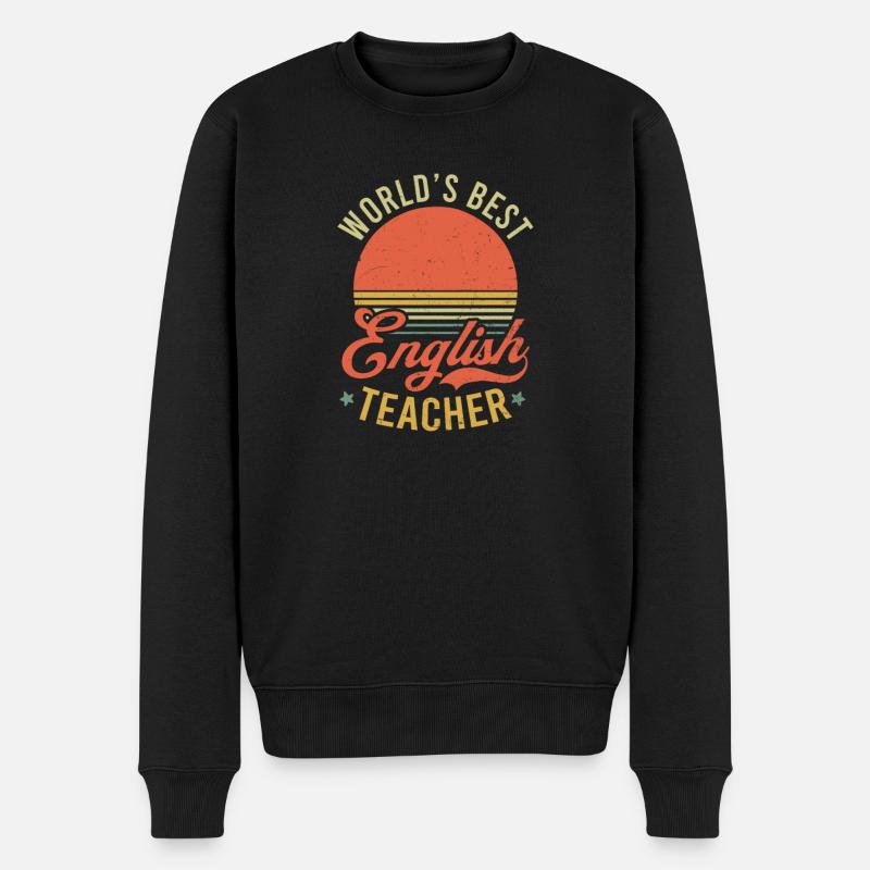 Englischlehrer Weltbester Englischlehrer - Männer Premium Bio Pullover - Schwarz