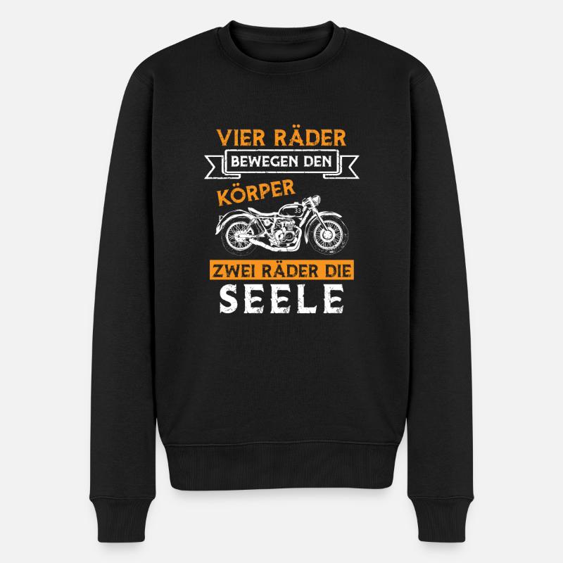 Vier Räder Bewegen Den Körper Zwei Räder Die Seele - Männer Premium Bio Pullover - Schwarz
