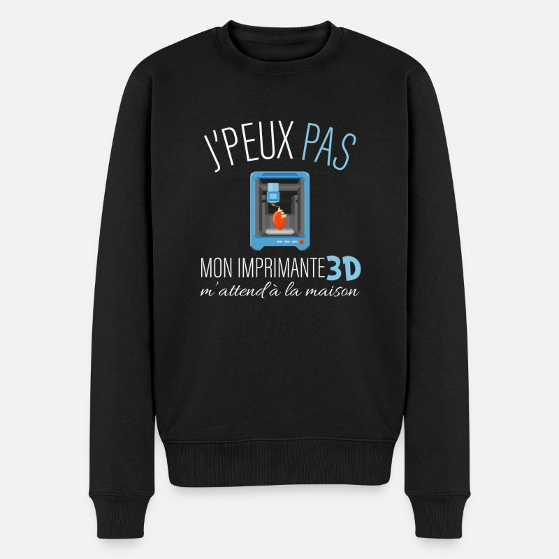 j'peux pas mon imprimante 3D m'attend - Pull Premium bio Homme - noir