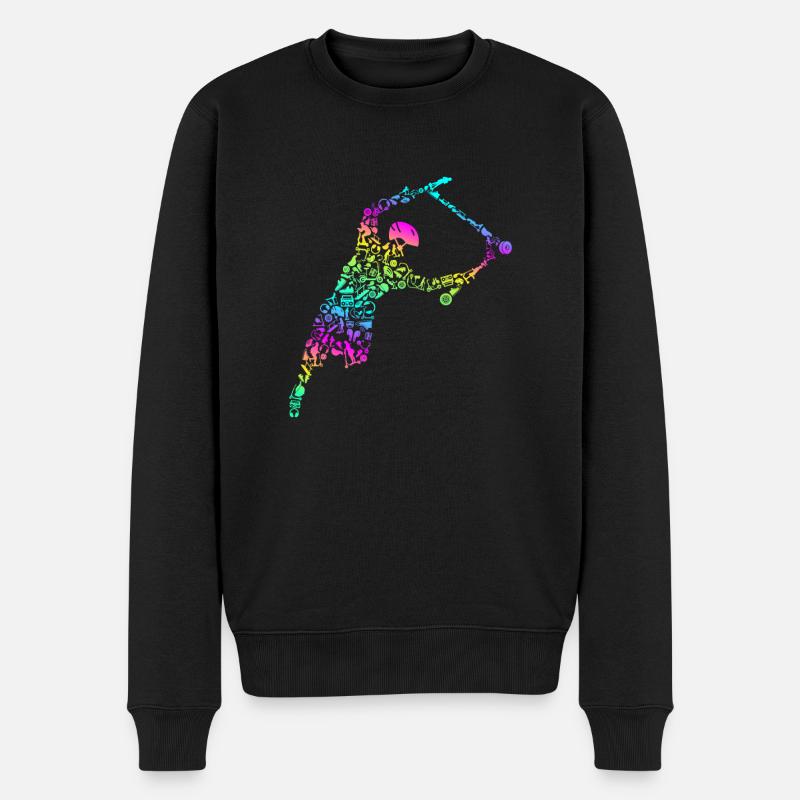 Scooter Retro Calligram Trick Scooting Scoot Lover - Männer Premium Bio Pullover - Schwarz