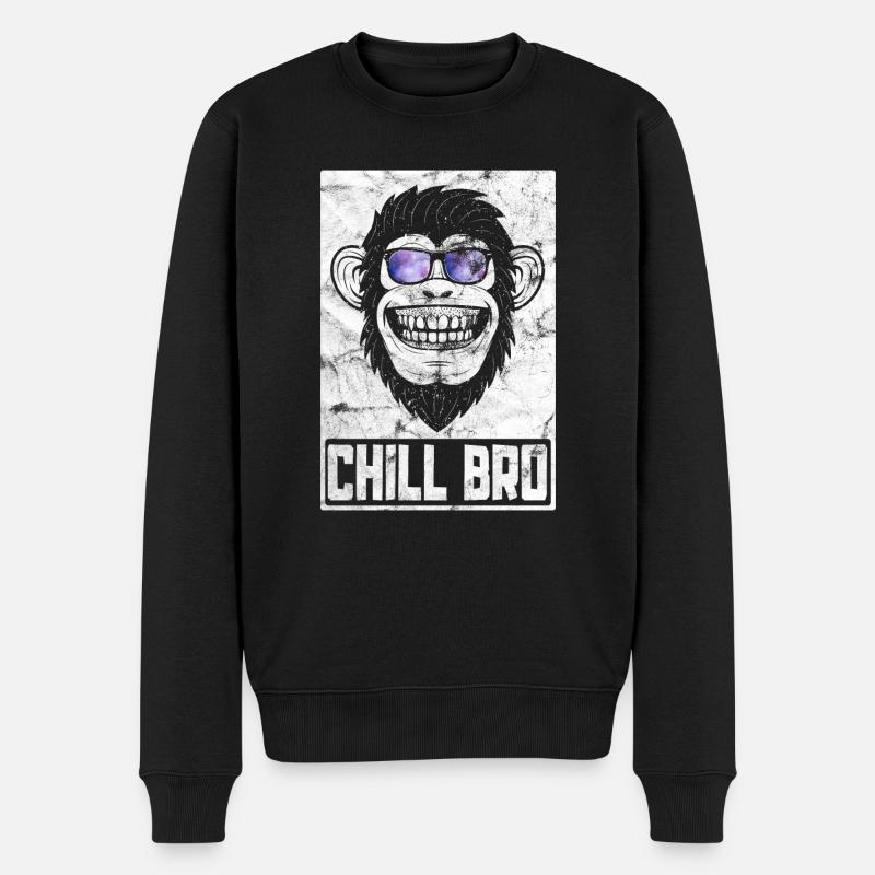 Chill Bro - Cooler Affe mit Sonnebrille Geschenkid - Männer Premium Bio Pullover - Schwarz