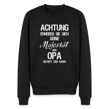 Seine Majestät der Opa betritt den Raum - Männer Premium Bio Pullover - Schwarz - Vorne - Nico (187cm)
