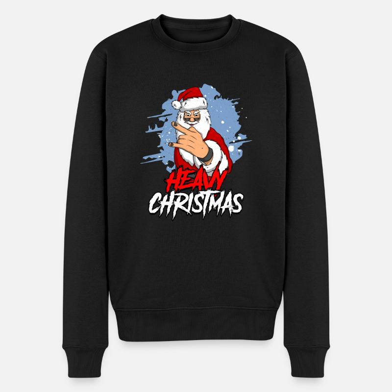 Santa Claus Weihnachtsmann Heavy Metal Weihnachten - Männer Premium Bio Pullover - Schwarz