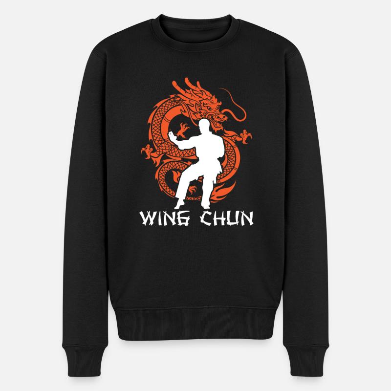 Wing Chun Drache Kämpfer - Männer Premium Bio Pullover - Schwarz