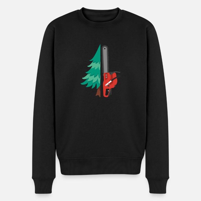 Kettensäge Geschenk Motorsäge Wald Baum - Männer Premium Bio Pullover - Schwarz