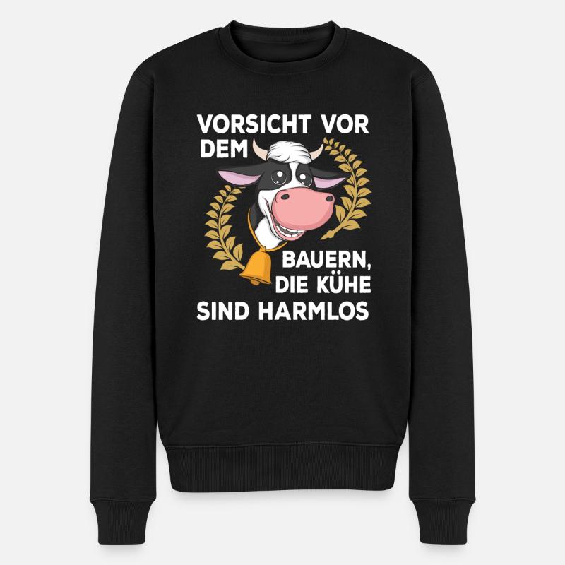 Landwirt Bauer Stall Kühe | Kuh - Männer Premium Bio Pullover - Schwarz