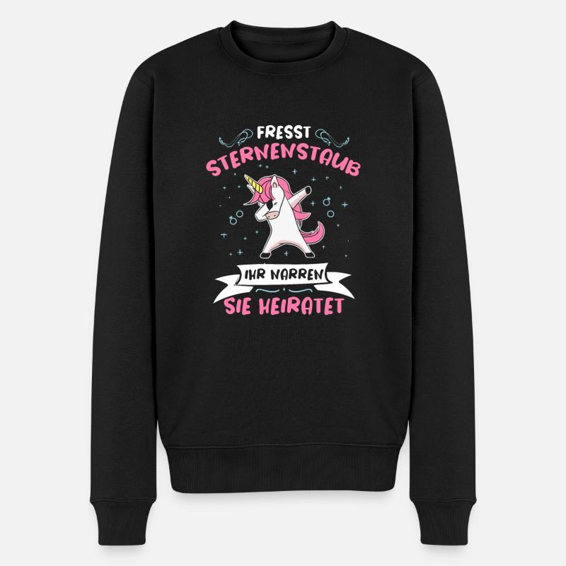 Fresst Sternenstaub Sie Heiratet Dabbing Einhorn - Männer Premium Bio Pullover - Schwarz