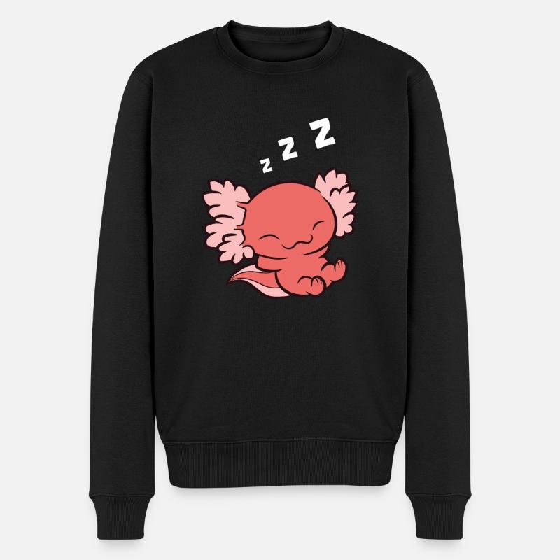 Schlafender Axolotl Liebe Axolotl - Männer Premium Bio Pullover - Schwarz