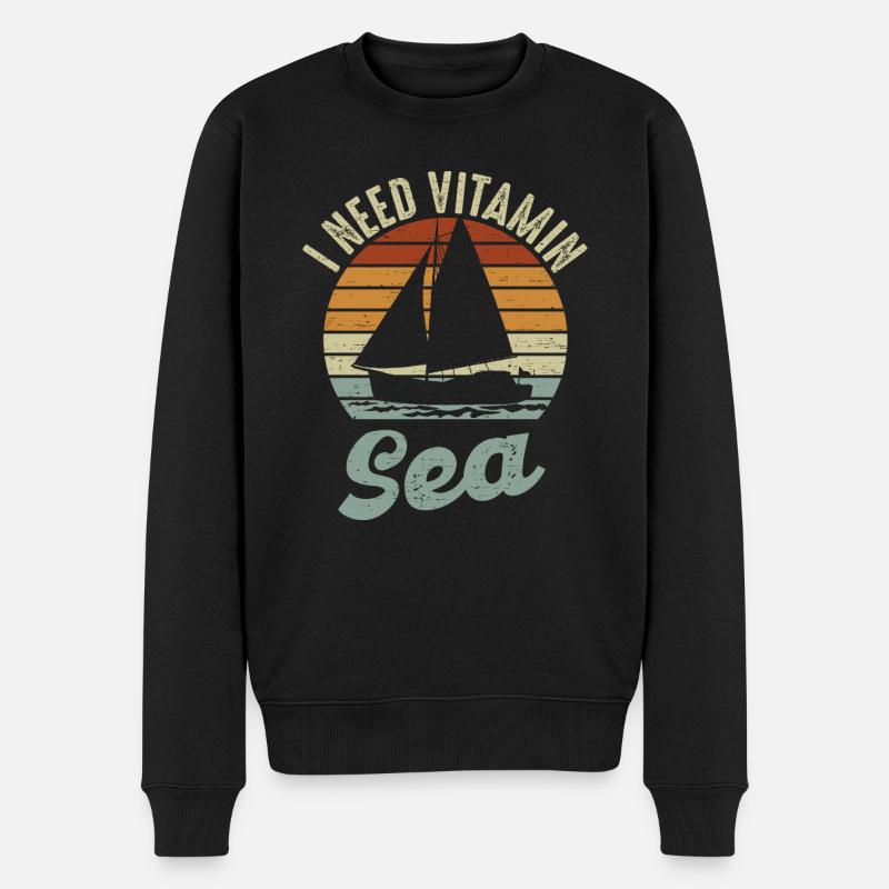 I Need Vitamin Sea Sailing - Männer Premium Bio Pullover - Schwarz