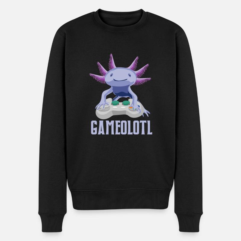 Axolotl Gamer Gameolotl Amphibian Playing Games - Männer Premium Bio Pullover - Schwarz