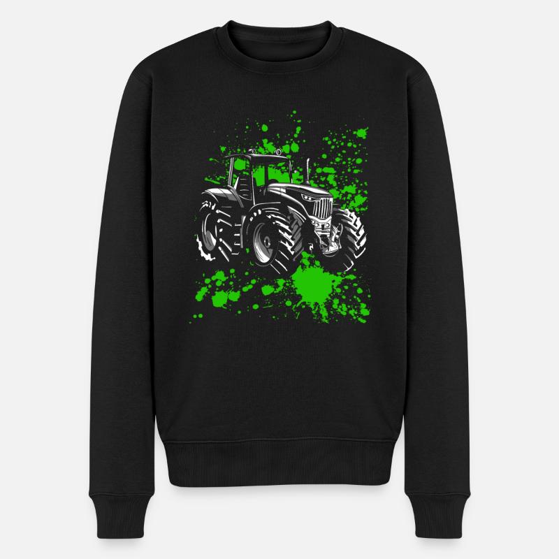 Traktor Retro Traktor Vintage Bauer Landwirt Gesch - Männer Premium Bio Pullover - Schwarz