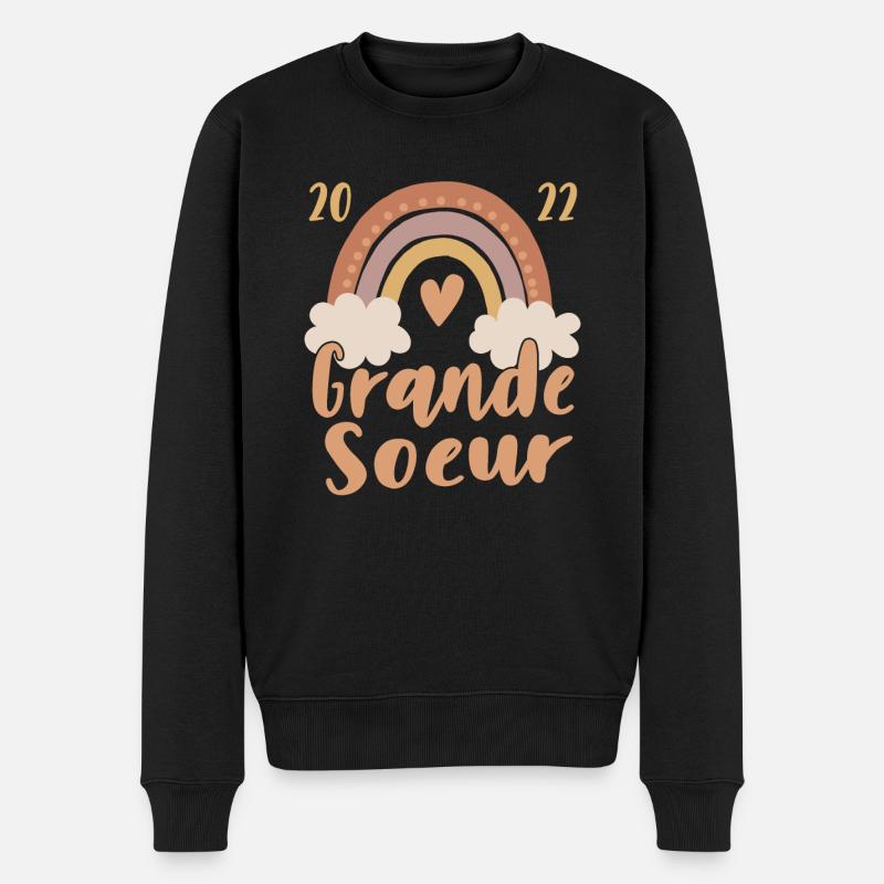 2022 Große Schwester Regenbogen - Männer Premium Bio Pullover - Schwarz