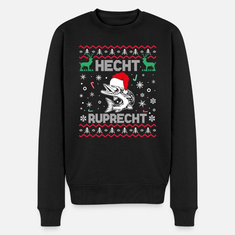 Hecht Ruprecht Lustige Geschenke Weihnachten - Männer Premium Bio Pullover - Schwarz