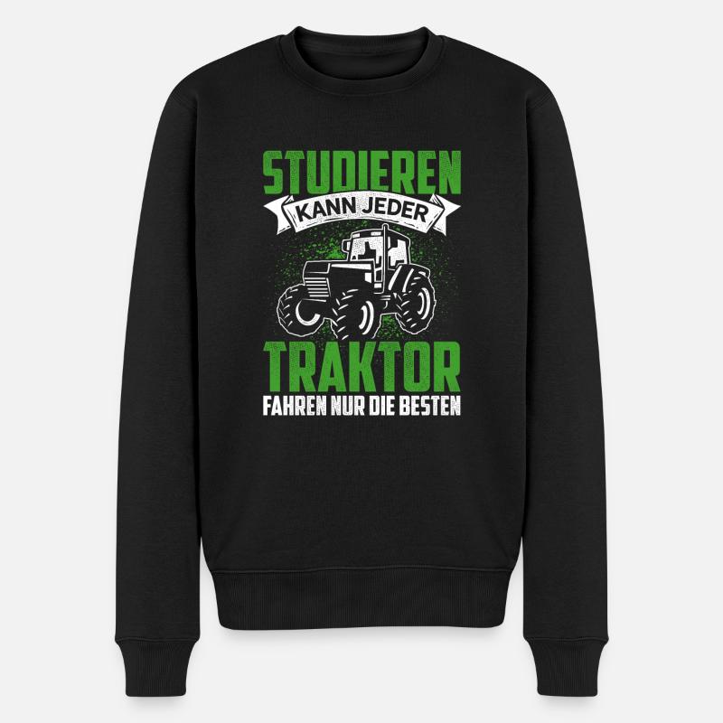 Studieren Kann Jeder Traktor Fahren Nur Die Besten - Männer Premium Bio Pullover - Schwarz