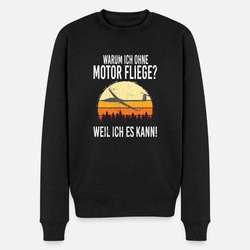 Warum ich ohne Motor fliege, weil ich es kann - Männer Premium Bio Pullover - Schwarz