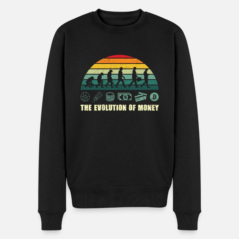 The Evolution Of Money BTC Bitcoin Crypto - Männer Premium Bio Pullover - Schwarz
