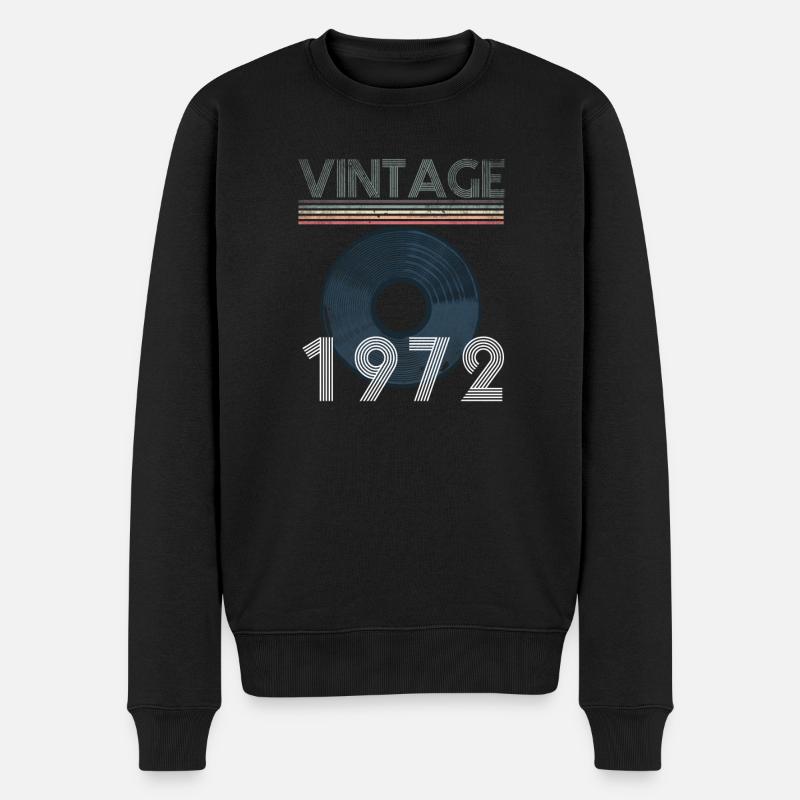 Vintage Schallplatte 1972 50. Geburtstag - Männer Premium Bio Pullover - Schwarz