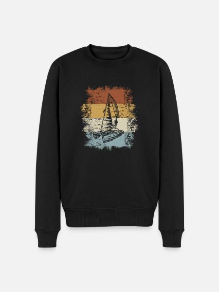 Katamaran Segelboot - Männer Premium Bio Pullover - Schwarz