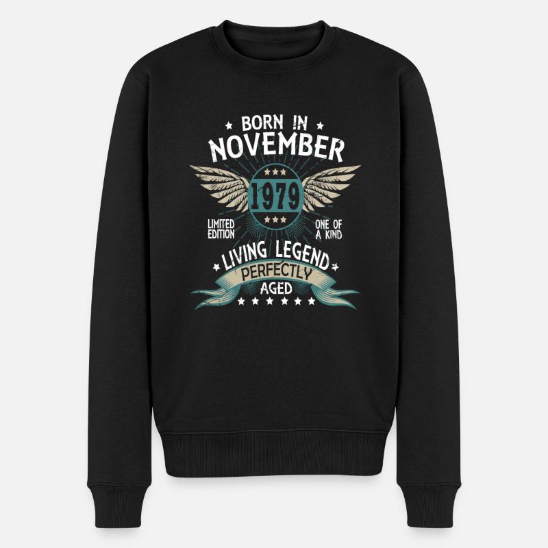 Born in November 1979 - Männer Premium Bio Pullover - Schwarz