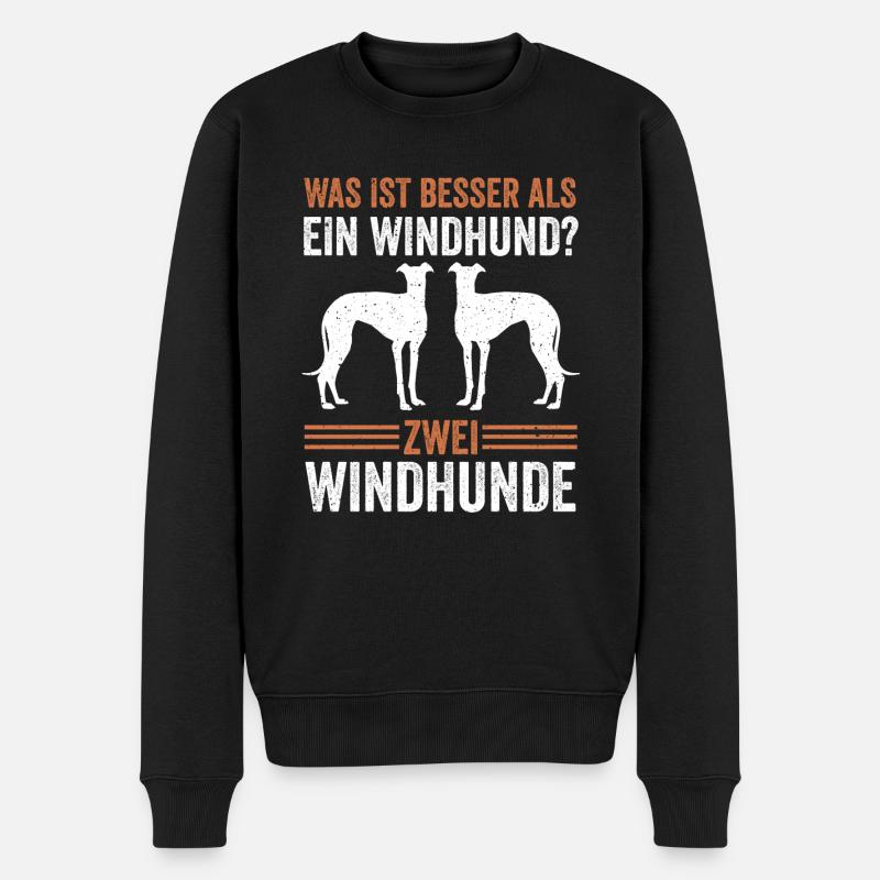Zwei Windhund Hund Windhund - Männer Premium Bio Pullover - Schwarz